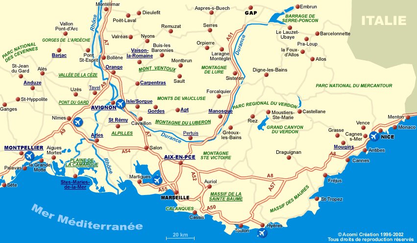 Map of Provence - Hotels in Provence