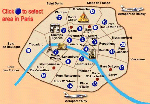 Map of Paris Hotels